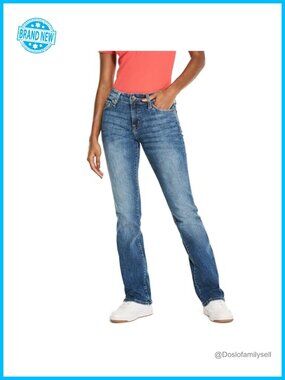 Mid Rise Bootcut Jeans Comfort Stretch Denim Contour Waistband